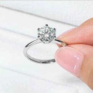 2‎ Carat Platinum Solitaire Simulated Diamond Engagement Wedding Ring, Size 10